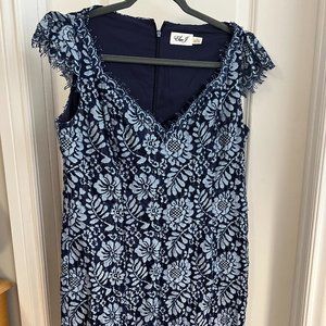 Stunning Eliza J blue lace lined dress, Size 16. Perfect for special occasions.